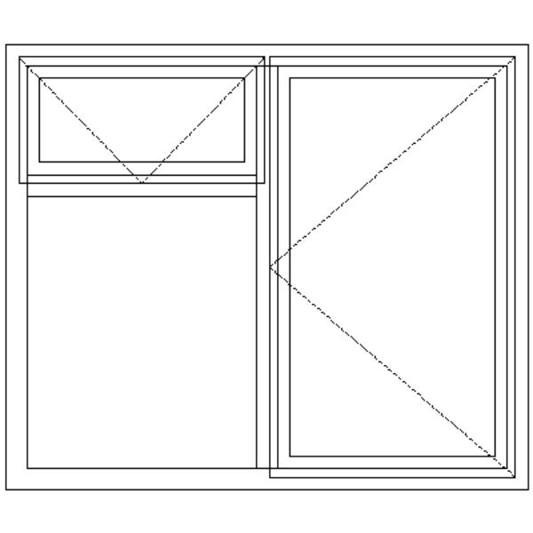 NC2F Full Pane | Single Side Opener Top Fixed Fanlight Technical Drawing