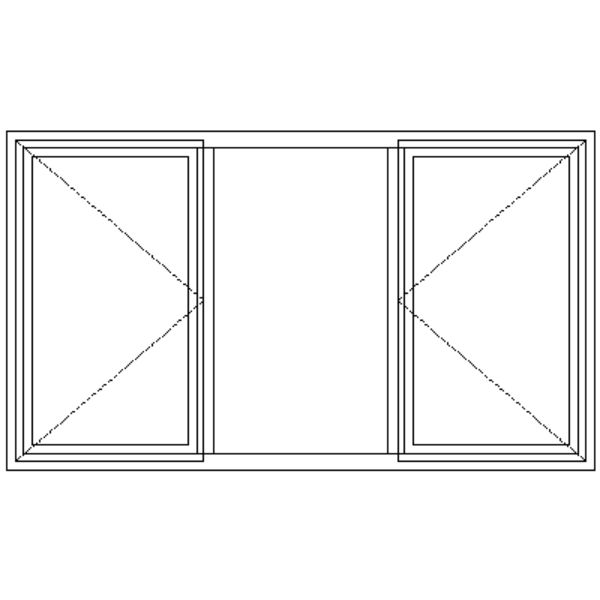 NC4 Full Pane | 3 Pane Two Side Openers & Fixed Middle Pane Technical Drawing