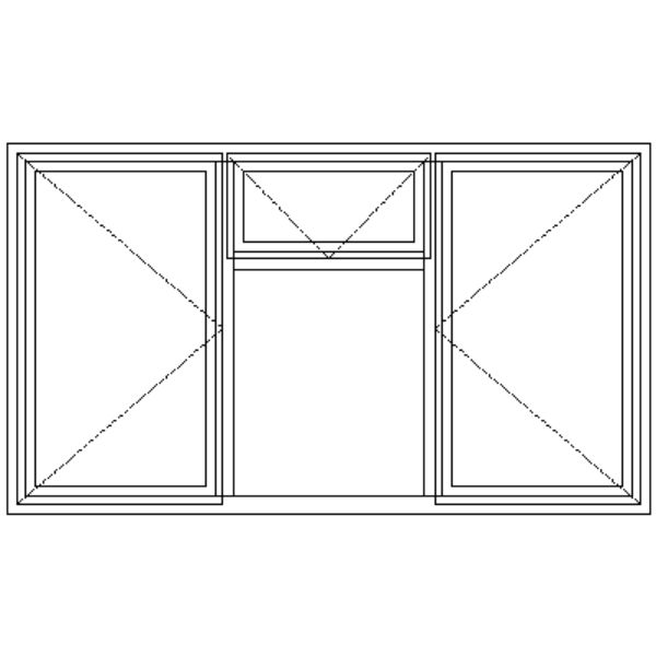 NC4F Full Pane | Two Side Openers Top Fanlight & Fixed Light Technical Drawing