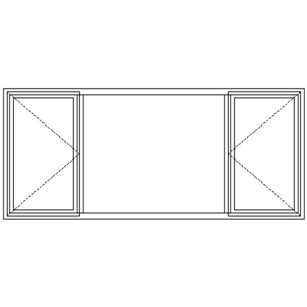 NC12 Full Pane | Double Side Openers With Centre Fixed Pane Technical Drawing