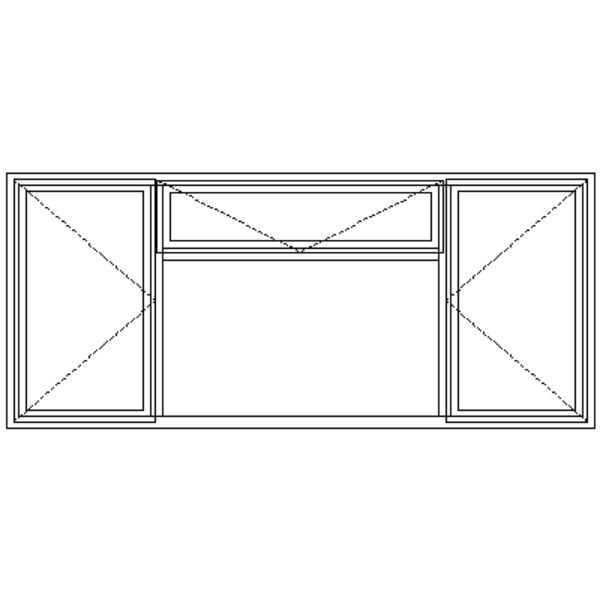 NC12F Full Pane | Two Side Openers With Top Fanlight Technical Drawing