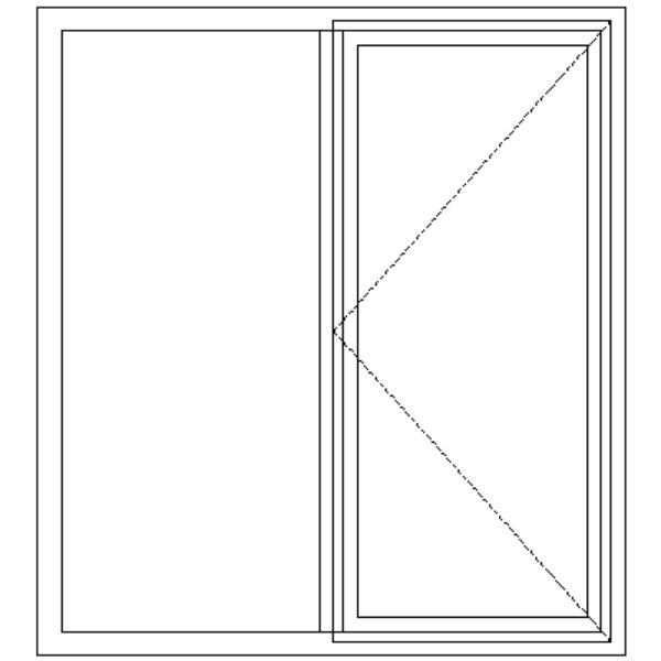 ND2 Full Pane | Single Side Opener With Fixed Pane Window Technical Drawing