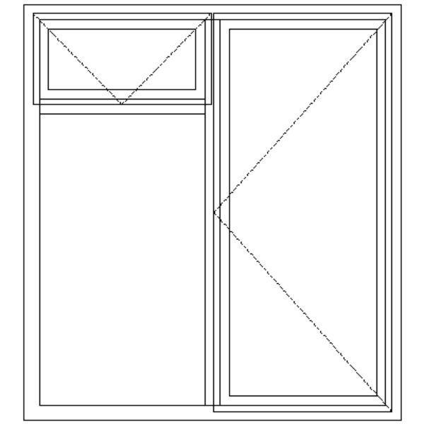 ND2F Full Pane | Single Side Opener With Top Fanlight Technical Drawing
