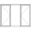 3 Window Pane Two Side Openers | Fixed Middle Pane Technical Drawing