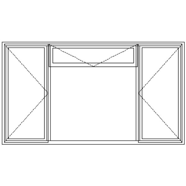 ND12F Full Pane | Two Side Openers With Top Fanlight Technical Drawing