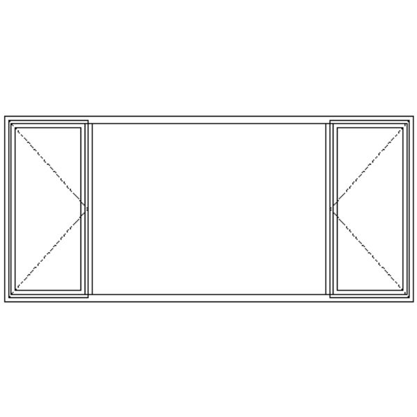 ND129 Full Pane | Double Side Openers With Centre Fixed Pane Technical Drawing