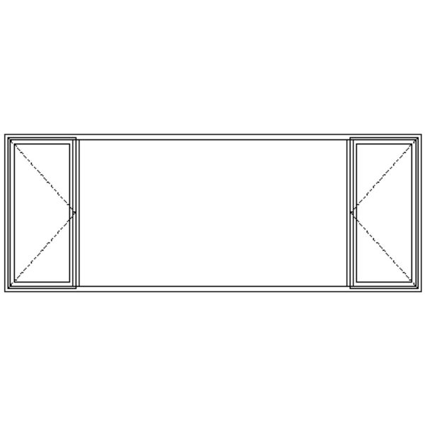ND12108 Full Pane | Double Side Openers Centre Fixed Pane Technical Drawing