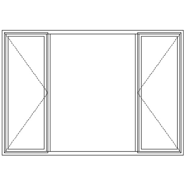 Double Side Openers With Centre Fixed Pane - Technical Drawing