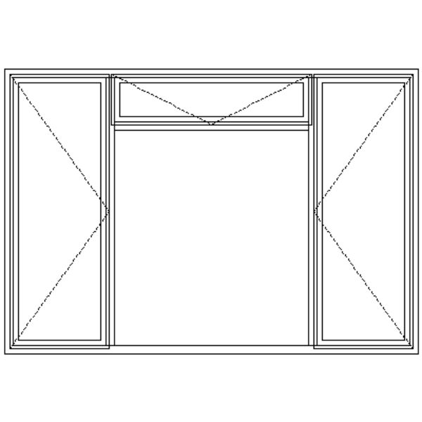 ND512F Full Pane | Two Side Openers With Top Fanlight Technical Drawing