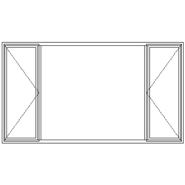 ND5129 Full Pane | Two Side Openers With Solid Brass Handles Technical Drawing