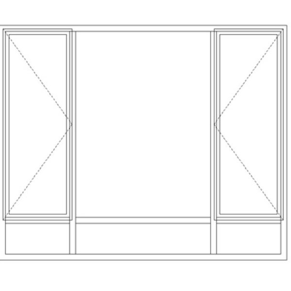 ND512/G Full Pane | 2 Sidehung Windows With Fixed Centre Technical Drawing