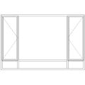 2 Sidehung Windows And Fixed Centre With Sub-lights Technical Drawing