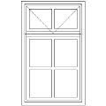 NC5F Small Pane | Meranti Wooden Window With Top Fanlight Technical Drawing