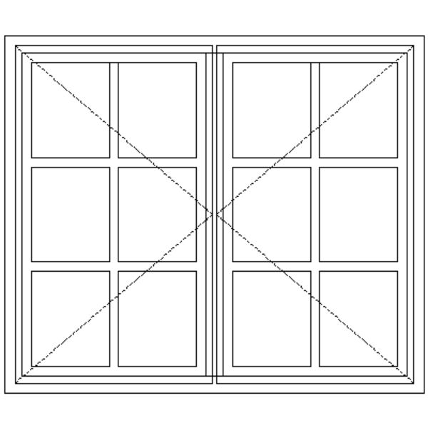 NC7 Small Pane | Double Side Openers Technical Drawing