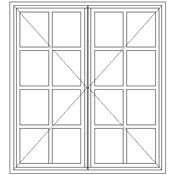 ND7 Small Pane | Double Side Openers Meranti Wooden Window Technical Drawing