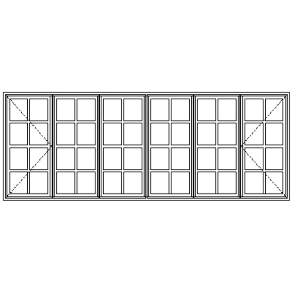 ND22108 Small Pane | Double Side Openers, Centre Fixed Panes Technical Drawing