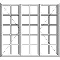 ND54 Small Pane | 3 Pane, Side Openers, Fixed Middle Pane Technical Drawing
