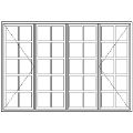 ND522 Small Pane | 2 Side Openers With Two Fixed Middle Pane Technical Drawing