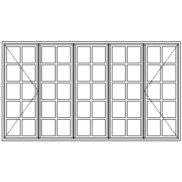 ND5229 Small Pane | Two Side Openers 3 Centre Fixed Panes Technical Drawing