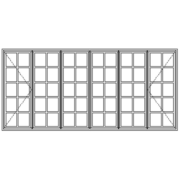 ND5229 Small Pane | Two Side Openers 3 Centre Fixed Panes Technical Drawing