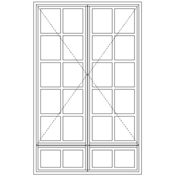 ND57/G Small Pane | Two Sidehung Windows With Sub-light Technical Drawing