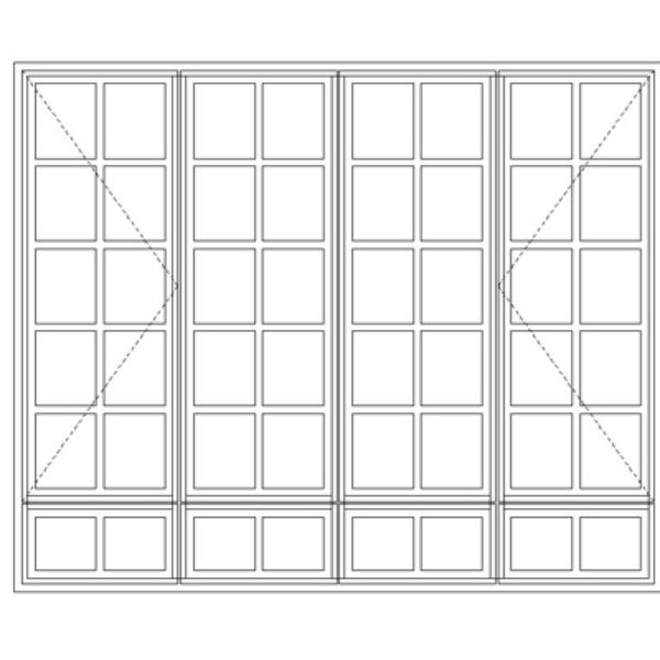 ND522/G Small Pane | 2 Sidehungs, 2 Fixed Centre Panes Technical Drawing