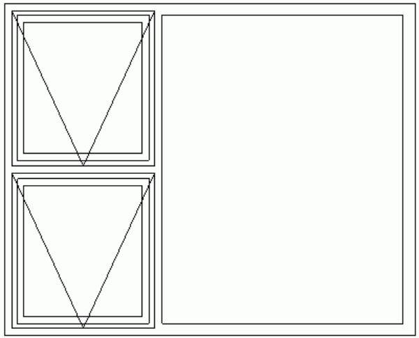 BM1212 - Awning Window | 2 Top Openers with Fixed Sidelight  Technical Drawing