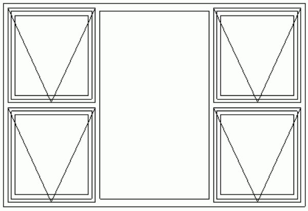 BM1812D Windows | 4 Top Openers with Fixed Middle Pane Technical Drawing