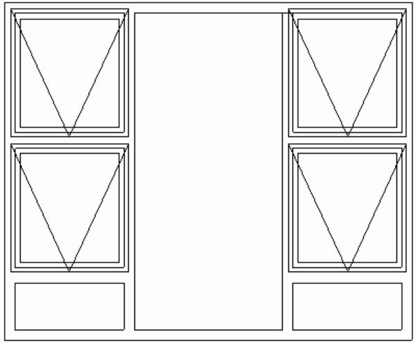 4 Top Openers with Fixed Middle Pane and Fixed Sublight Technical Drawing Image