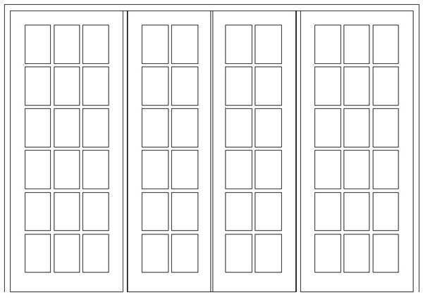 8/12/8 Small Pane Entrance Unit Frame | Fixed Cottage Door Technical Drawing