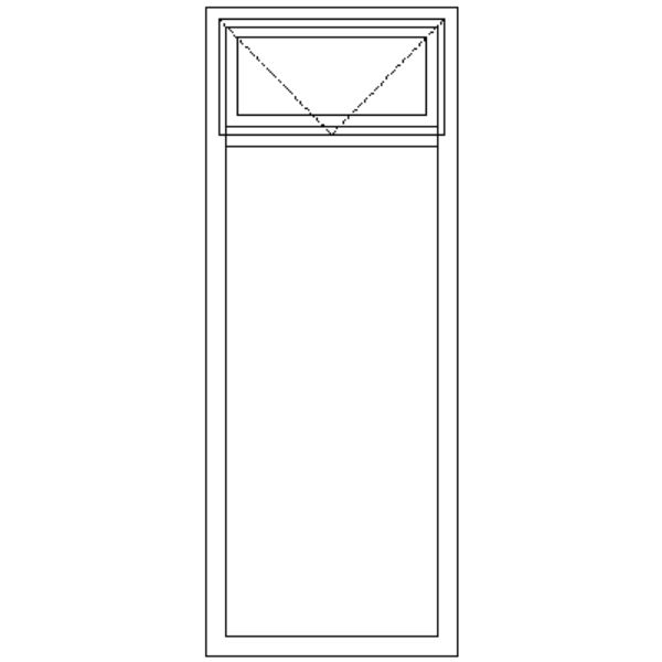 Diagram showing the layout of the BD55F Full Pane Window measuring 574mm x 1490mm