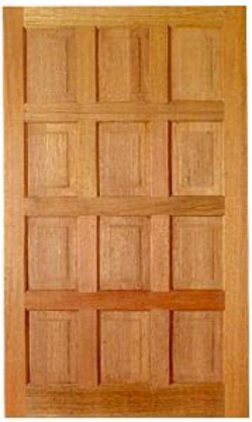 Picture of the solid meranti 12 Panel Pivot Door, it measures 1500mm x 2032mm