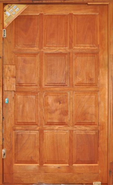 Picture of the 12 Panel Pre-Hung Meranti Pivot Door, measuring 1200mm x 2032mm
