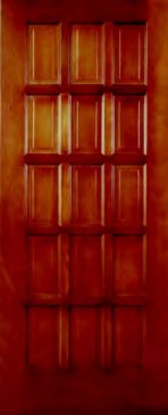 Picture of the 15 Panel Solid Meranti External Door With 42 mm Panels  shown stained but without any hardware installed. 