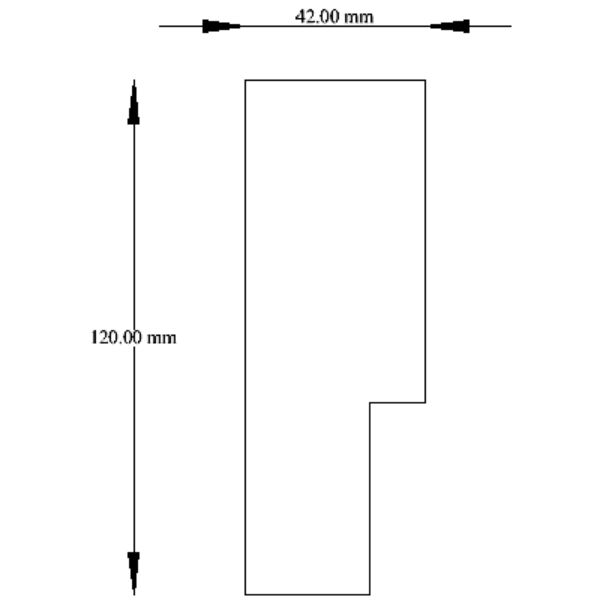 Diagram showing the dimensions of the Meranti Door Jamb 813 mm x 2032 mm (42 mm X 120 mm frame) 