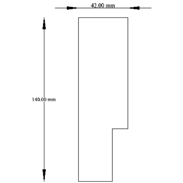 Diagram showing the layout and dimensions of the 1210 mm x 2032 mm Meranti Door Jamb 42 mm x 140mm Frame