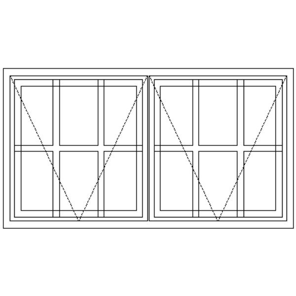 Diagram showing the layout of the SE7 1155mm x 635mm Strongwood Security Window - Doors Direct