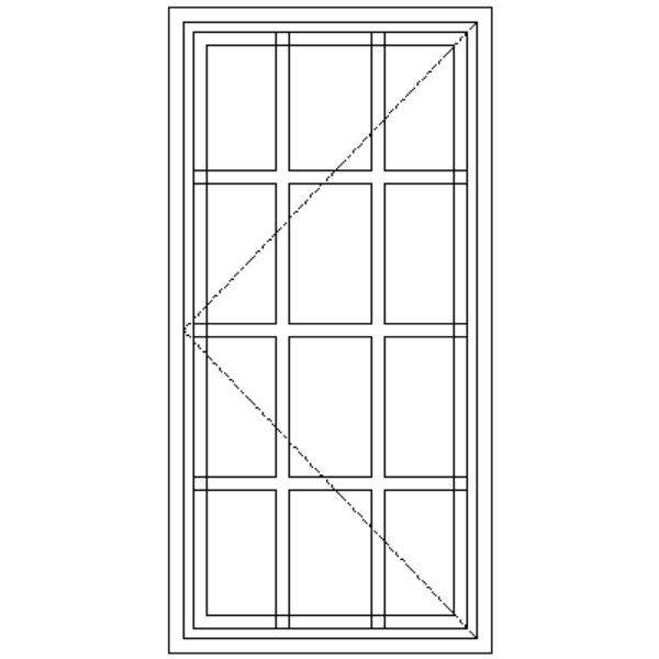 Diagram showing the layout of the SD1 600 mm x 1205 mm Wood Security Window - Doors Direct