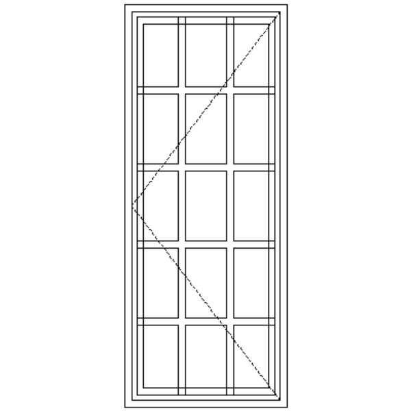 Diagram showing the layout of the SD51 Strongwood Security Window 600 mm wide x 1490 mm high