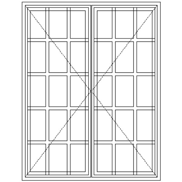 Diagram showing the layout of the SD57 Strongwood Security Window 1155 mm wide x 1490 mm high