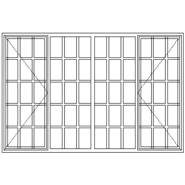 Diagram showing the layout of the SD522 Strongwood Security Window 2265 mm wide x 1490 mm
