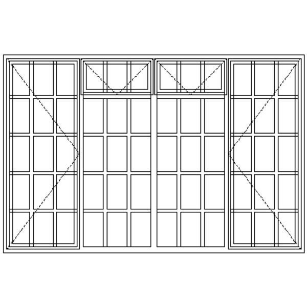 Diagram showing the layout of the SD522F Strongwood Security Window 2265mm wide x 1490mm high
