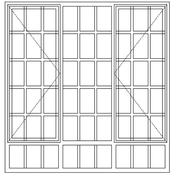 Diagram showing the layout of the SD54/G Strongwood Security Window 1710mm wide x 1775mm high