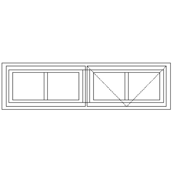 Drawing showing the layout of the BG2 Small Pane Burglar Guard Window 1103 mm x 30 mm
