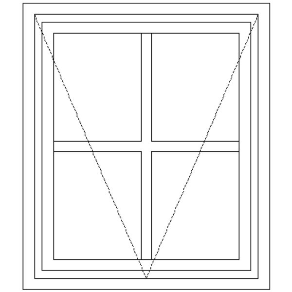 Drawing showing the layout of the WE1 Small Pane Passivated Steel Window 540 mm x 58 mm