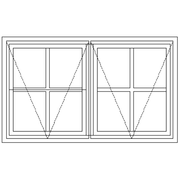 Drawing showing the layout of the WE7 Small Pane Passivated Steel Window 1060 mm x 58 mm