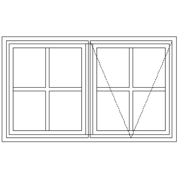 Drawing of the layout of the BE2 Small Pane Burglar Guard Window 1103 mm x 66 mm