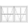 Line drawing of the layout of the BE7 Small Pane Burglar Guard Window 1103 mm x 66 mm