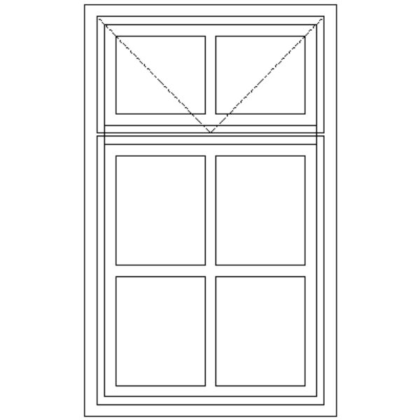 Line drawing showing the layout of the WC5F Small Pane Passivated Steel Window 540 mm x 91 mm
