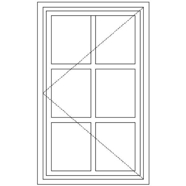 Picture of the BC1 Small-Pane Window With Burglar Guard 574 mm x 94 mm showing its layout